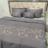 STYLISH LOOK KING SIZE 5 PCS BEDCOVER SET WITH THREAD EMBROIDERY