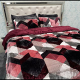 DESINER 6 PCS KING SIZE QUILT SET IN VELVET ( bedsheet is very large will fit on super king size easily) MACHINE WASHABLE