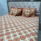 JAIPURI STYLE 5 PCS PURE COTTON QUEEN SIZE FLAT BEDSHEET SET