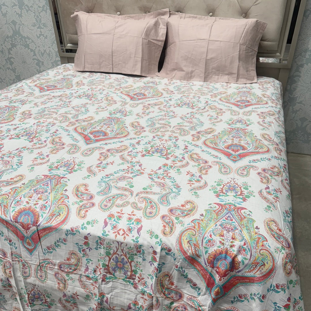 SUMMER SUPER KING SIZE ( JUBMO SIZE) FLAT MUSLIN PURE COTTON BEDHSEET SET