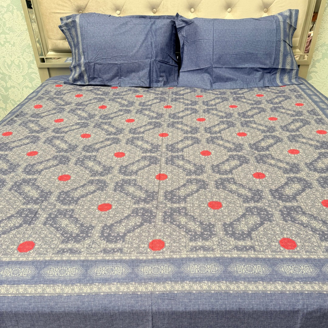 SUMMER DESINER PREMIUM SUPER KING SIZE BEDSHEET SET IN PURE COTTON