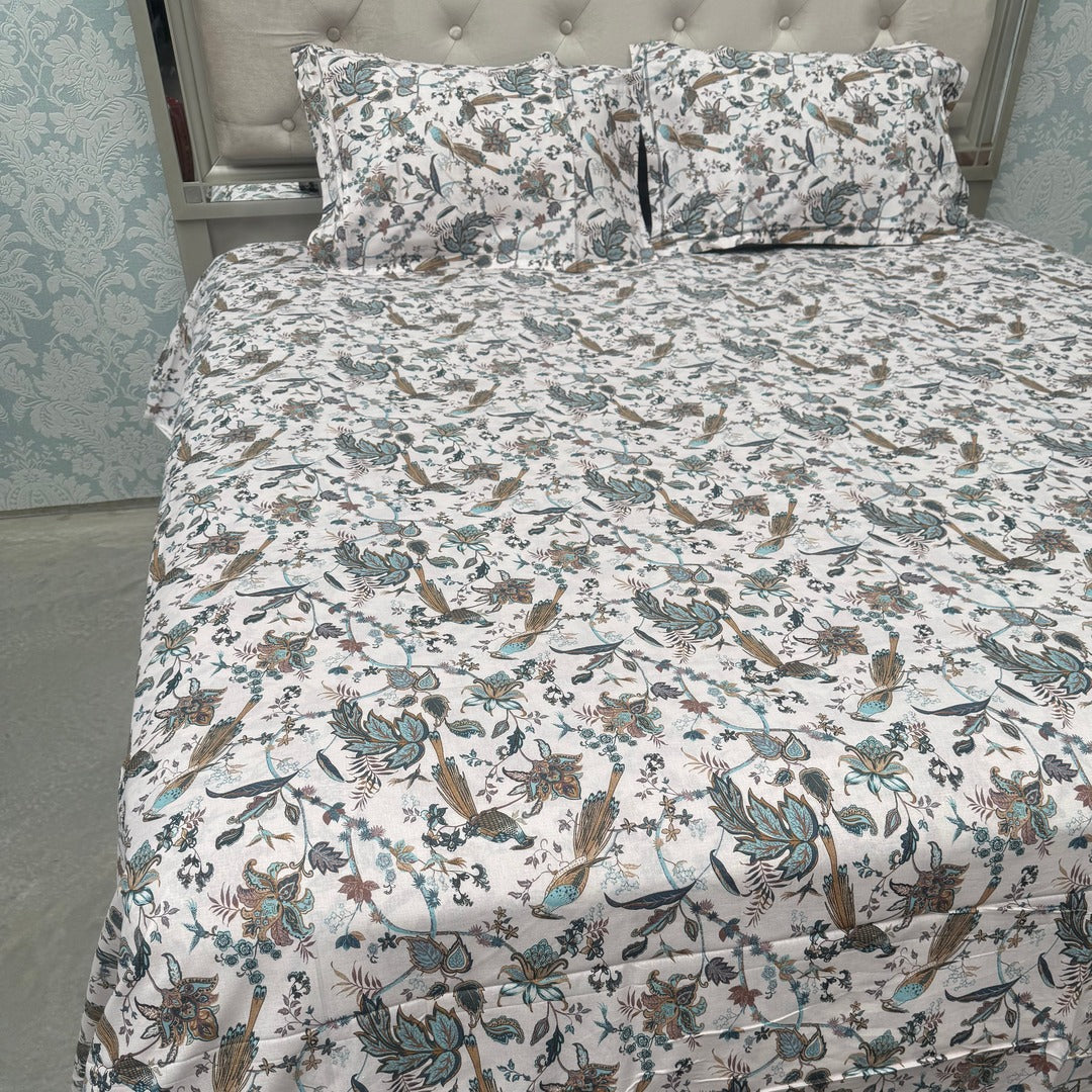 SUMMER PURE COTTON JAIPURI STYLE SUPER KING SIZE BEDSHEET SET