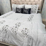 DESIGNER LUXURY 6-PIECE QUILTED BEDCOVER SET – QUEEN TO KING SIZE WITH EMBROIDERED COMFORTER & VELVET CUSHIONS