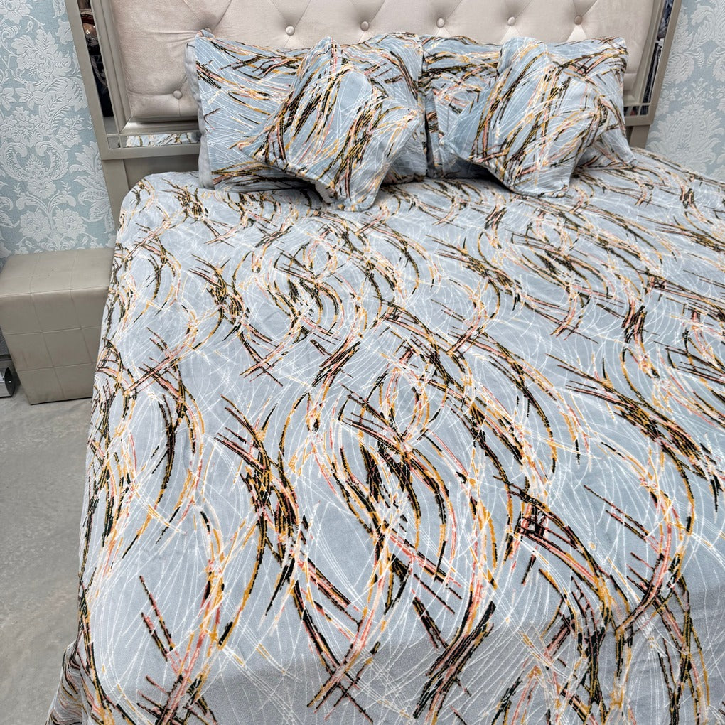 ANTI-SKID PURE CLEAR BEDSHEET SET 5 PCS KING SIZE BEDDING SET