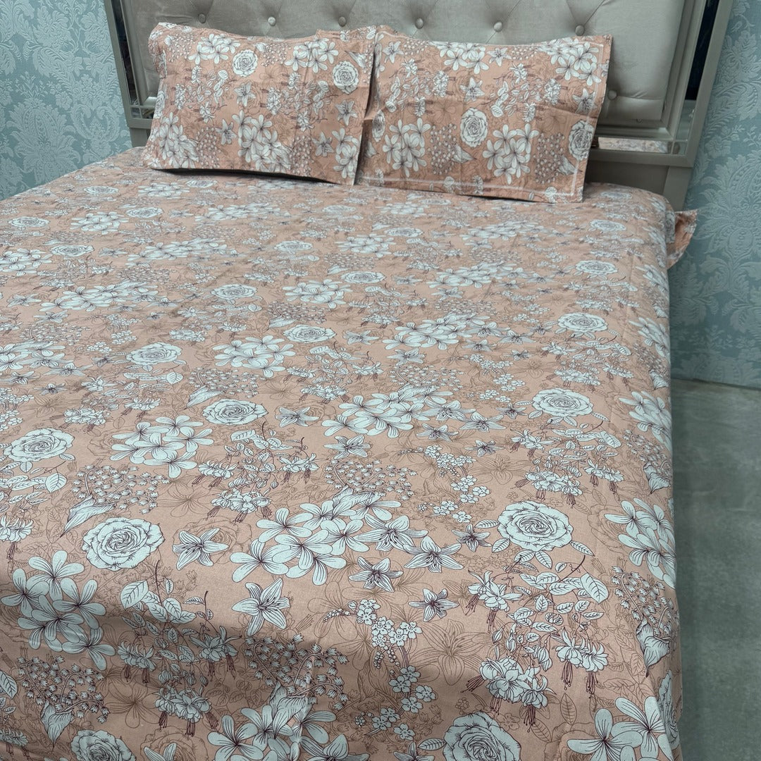 SUMMER QUEEN SIZE PURE COTTON FLAT BEDSHEET SET