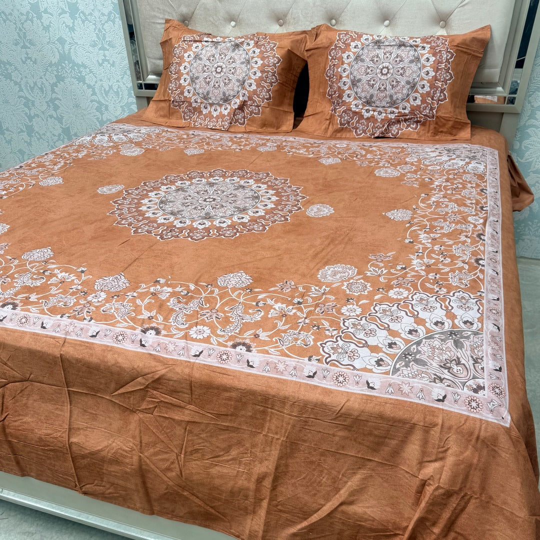 SUMMER DESINER PREMIUM SUPER KING SIZE BEDSHEET SET IN PURE COTTON
