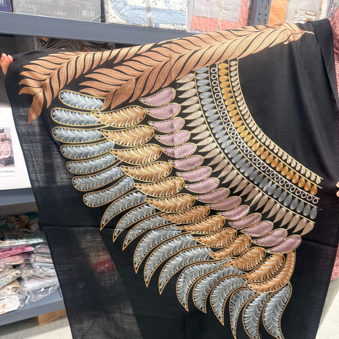 FANCY PURE PASHMINA STOLE WITH EMBROIDERY IN VERY LIGHT WEIGHT