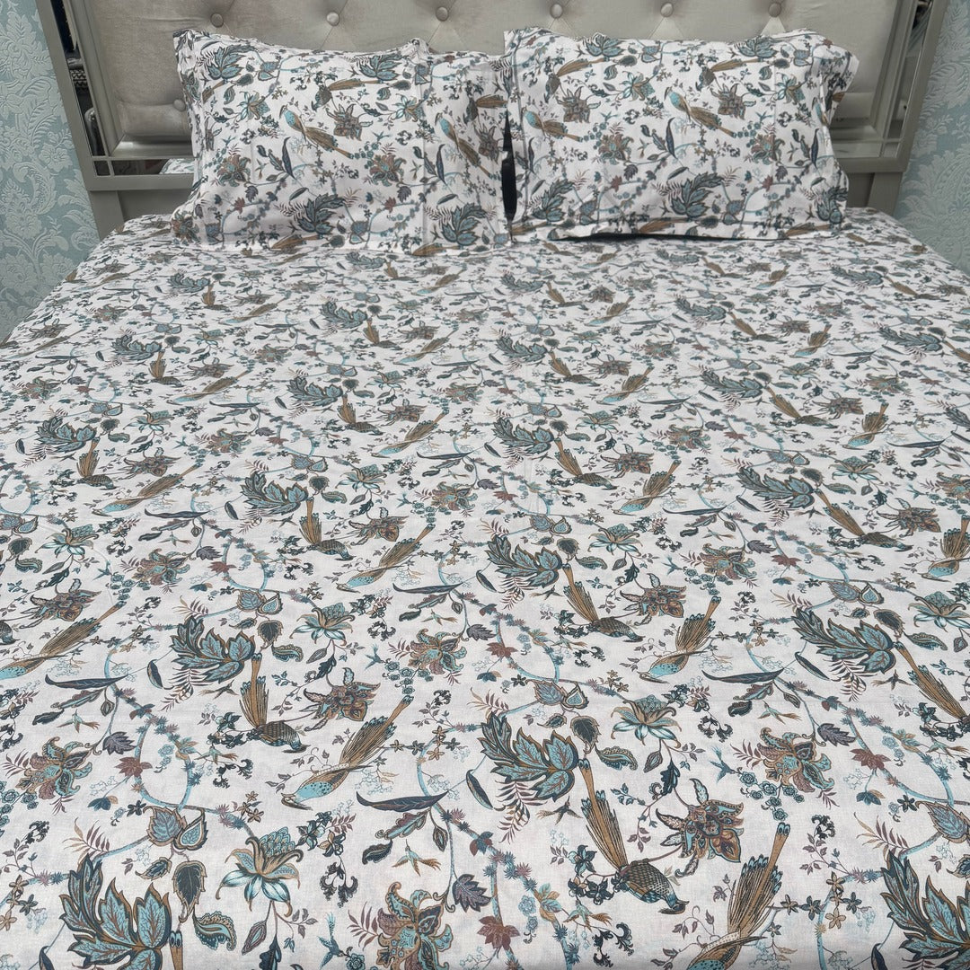 SUMMER PURE COTTON JAIPURI STYLE SUPER KING SIZE BEDSHEET SET