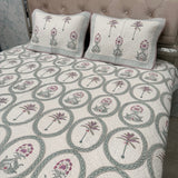 SUMMER JAIPURI STYLE MUL MUL SOFT COTTON QUILTED KING SIZE PURE SOFT COTTON BEDCOVER IN BLOCK PRINT