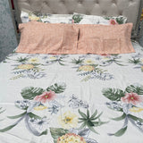 SUMMER SUPER KING SIZE FLAT BEDSHEET SET WITH 4 PILLOW COVERS