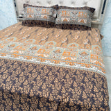 SUMMER QUEEN SIZE JACCARAD JAIPURI PRINT PURE COTTON BEDSHEET SET