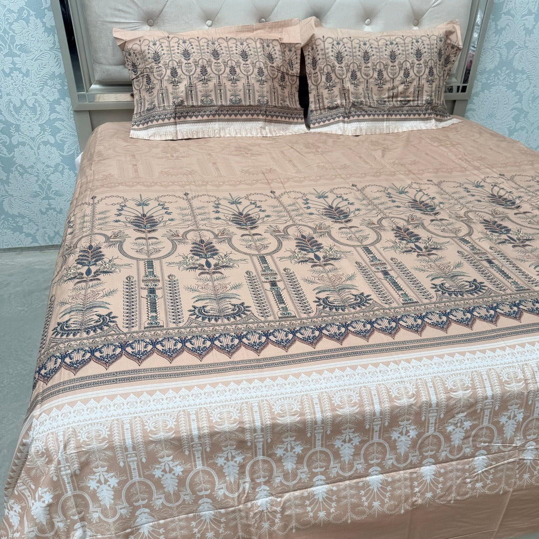 SUMMER DESINER PREMIUM SUPER KING SIZE BEDSHEET SET IN PURE COTTON
