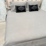SUMMER DESINER SUPER KING SIZE QUILTED BEDCOVER WITH 2 VELVET EMBROIDERED CUSIONS