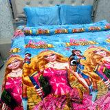 KIDS CHARACTER 4 PCS QUILT SET – DOUBLE/QUEEN BEDSHEET & SUPER WARM SINGLE QUILT, SOFT PREMIUM ANTI-SKID BEDDING