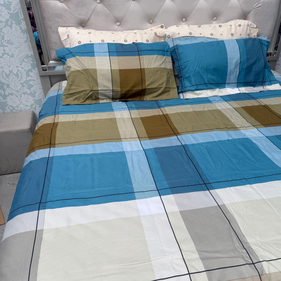 MONTE CARLO KING SIZE GLACÉ COTTON BEDSHEET WITH 4 PILLOW COVERS