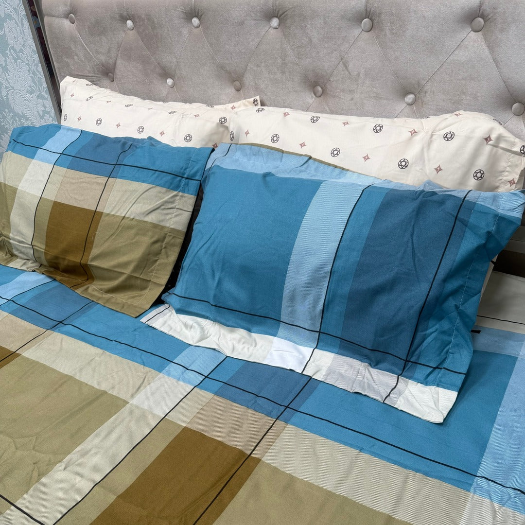 MONTE CARLO KING SIZE GLACÉ COTTON BEDSHEET WITH 4 PILLOW COVERS