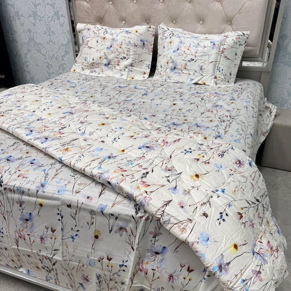 PREMIUM PURE COTTON SUPER KING SIZE 4-PIECE COMFORTER & AC BEDDING SET – LUXURY YEAR-ROUND COMFORT