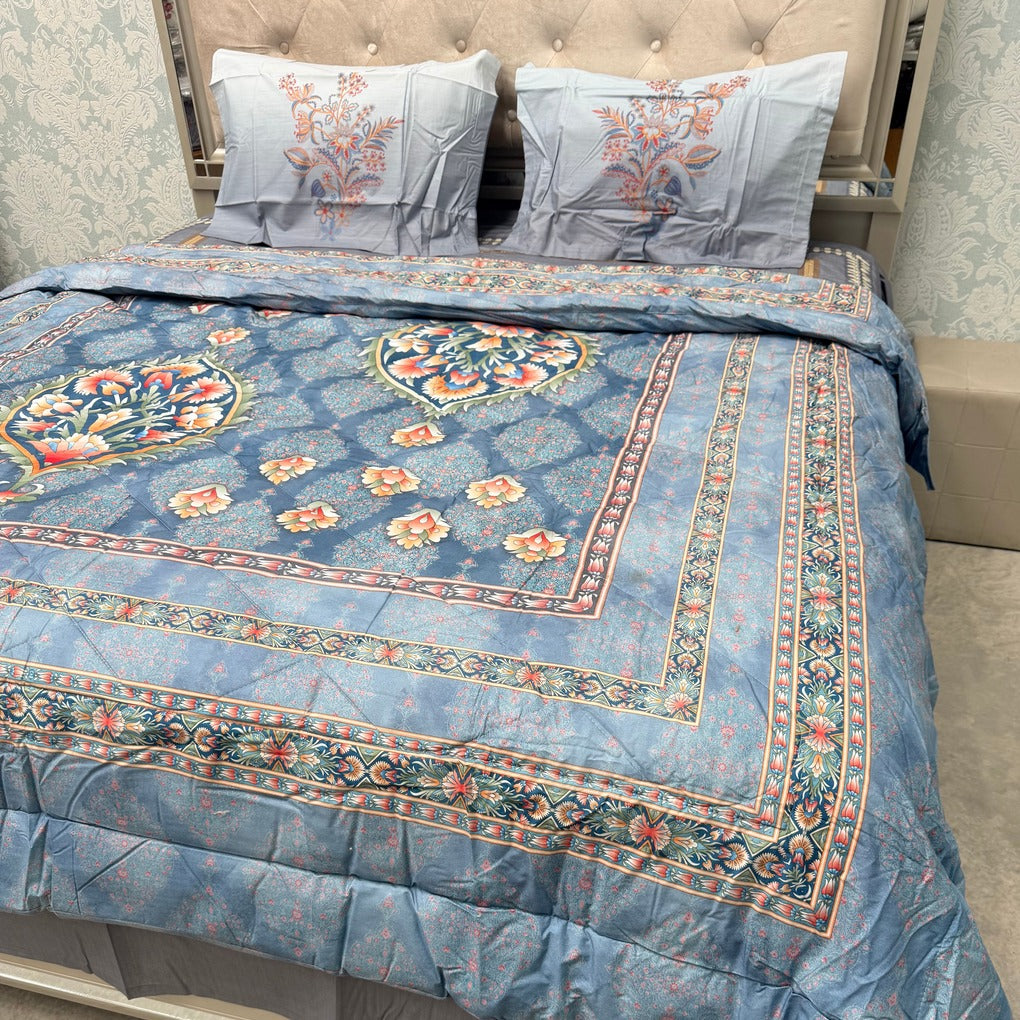 PREMIUM PURE COTTON SUPER KING SIZE 4-PIECE COMFORTER & AC BEDDING SET – LUXURY YEAR-ROUND COMFORT
