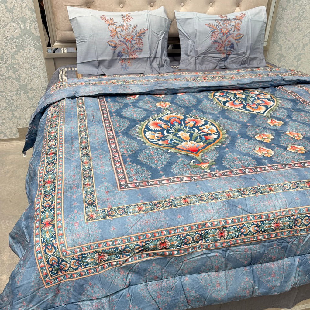 PREMIUM PURE COTTON SUPER KING SIZE 4-PIECE COMFORTER & AC BEDDING SET – LUXURY YEAR-ROUND COMFORT