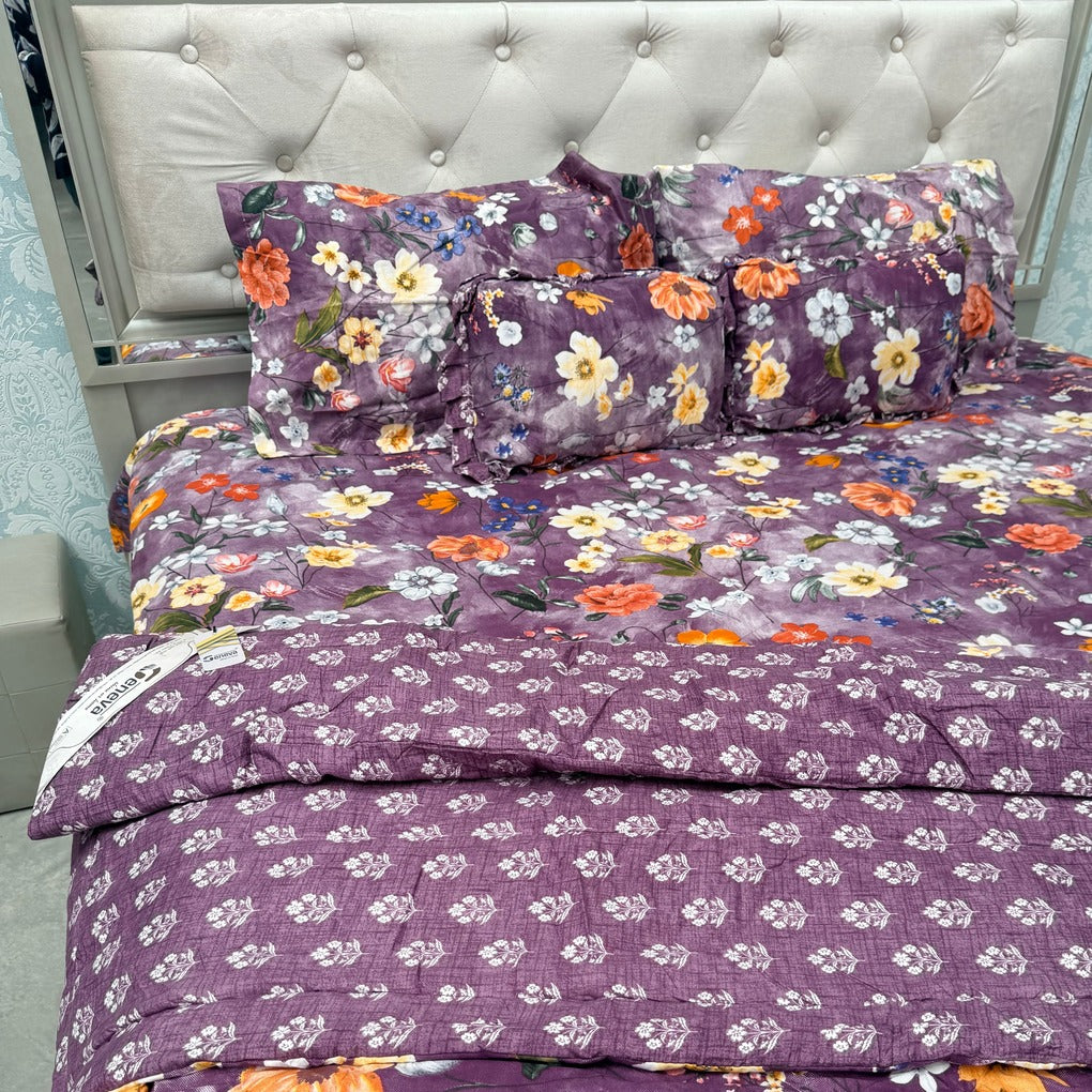 6 PIECE GLACÉ COTTON COMFORTER SET – DOUBLE TO QUEEN SIZE WITH 2 FILLED CUSHIONS