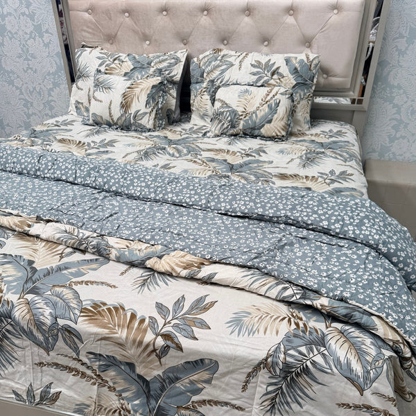 6 PIECE GLACÉ COTTON COMFORTER SET – DOUBLE TO QUEEN SIZE WITH 2 FILLED CUSHIONS
