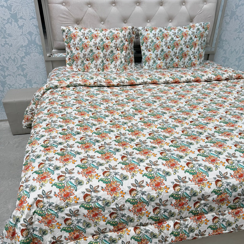 JAIPURI PRINTS PURE COTTON VINTAGE FLORAL COMFORTER SET – KING TO SUPER KING