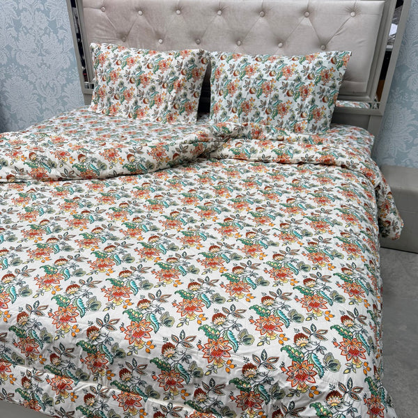 JAIPURI PRINTS PURE COTTON VINTAGE FLORAL COMFORTER SET – KING TO SUPER KING